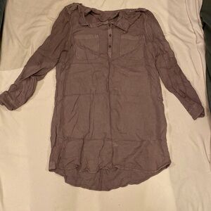 Dark purple quarter button blouse